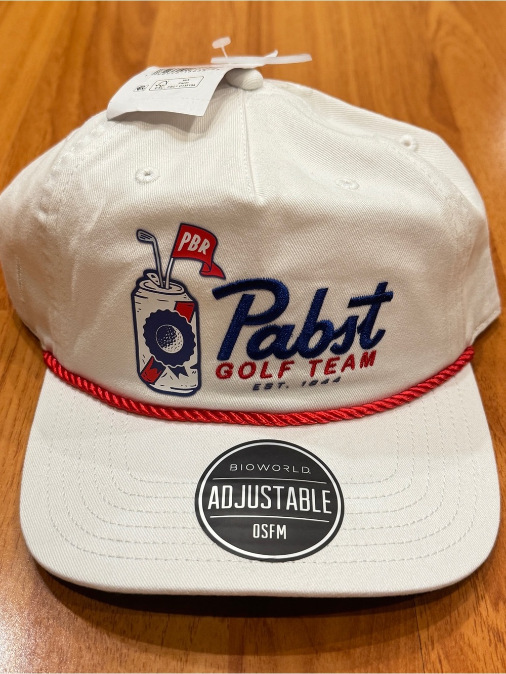 Pabst Blue Ribbon Golf Team Adjustable Hat White Brand New One Size Fits Most